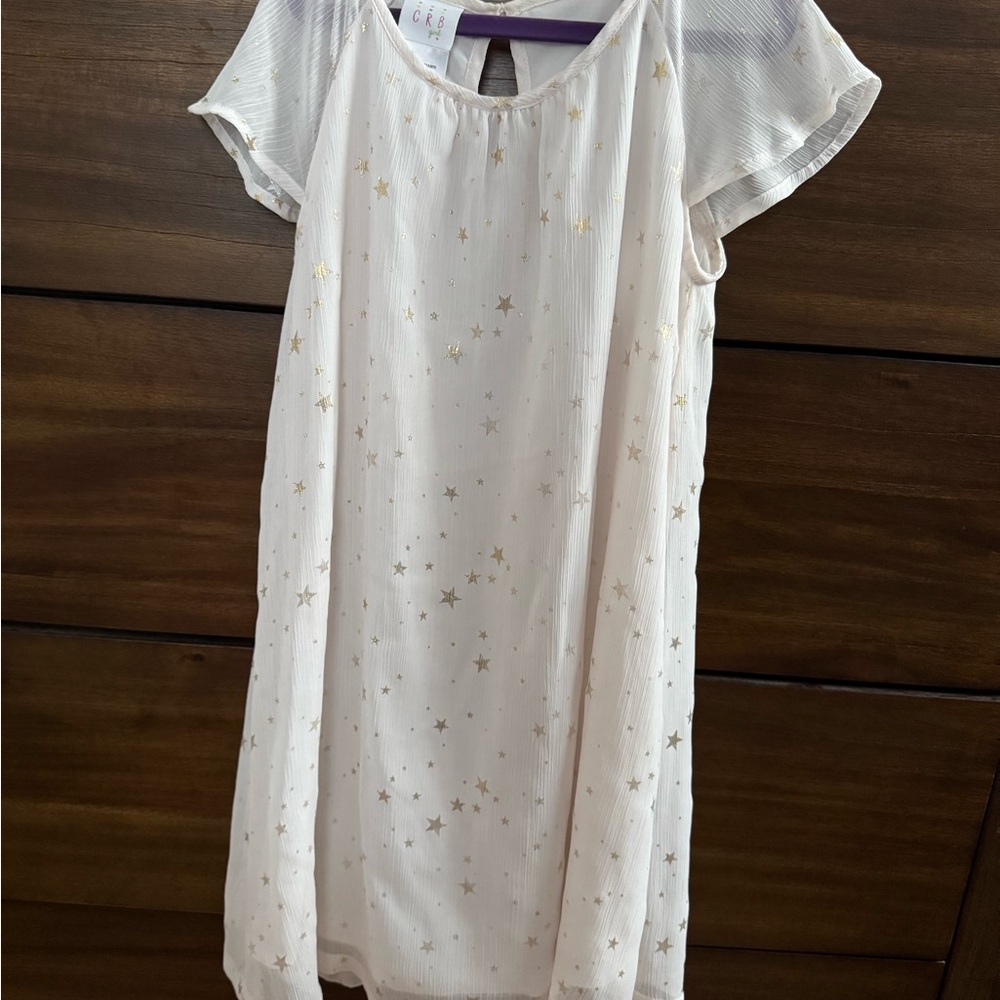 Beige Dress with Gold Star Pattern